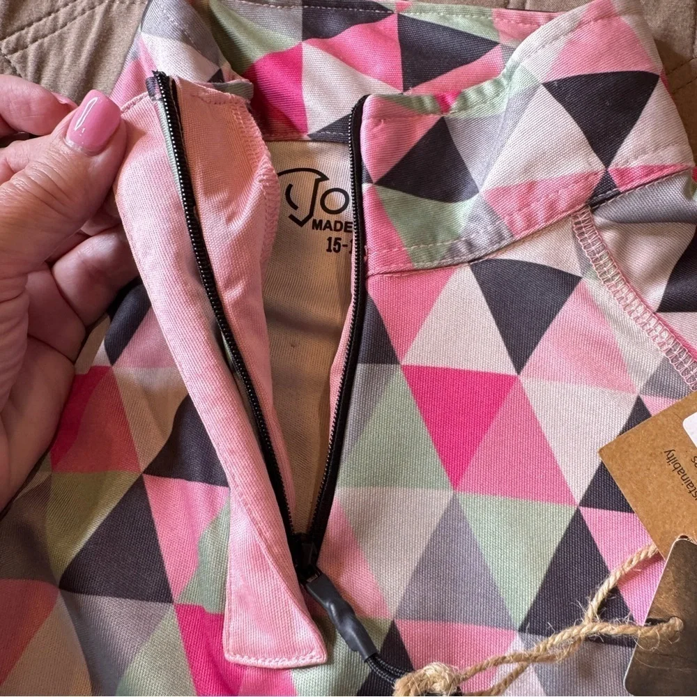 Joobi Girls XL 15-16 Equestrian Riding Shirt 1/4 Zip Coolmax Long Sleeve NWT